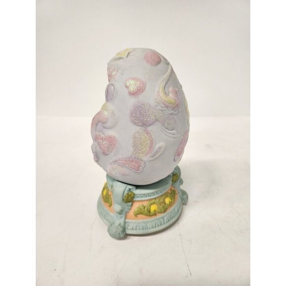 VINTAGE Angel In Egg Music Box Plays Angels We Have Hear On High Ceramic - Picture 6 of 11